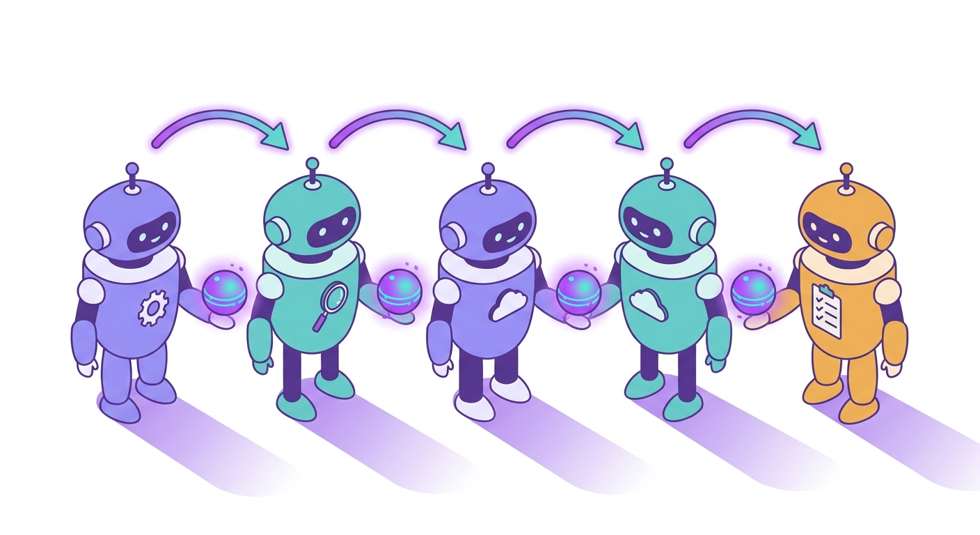 AI employees delegating and handing off work to each other